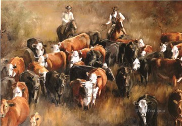 Impresionismo Painting - Arreo de ganado por vaqueros